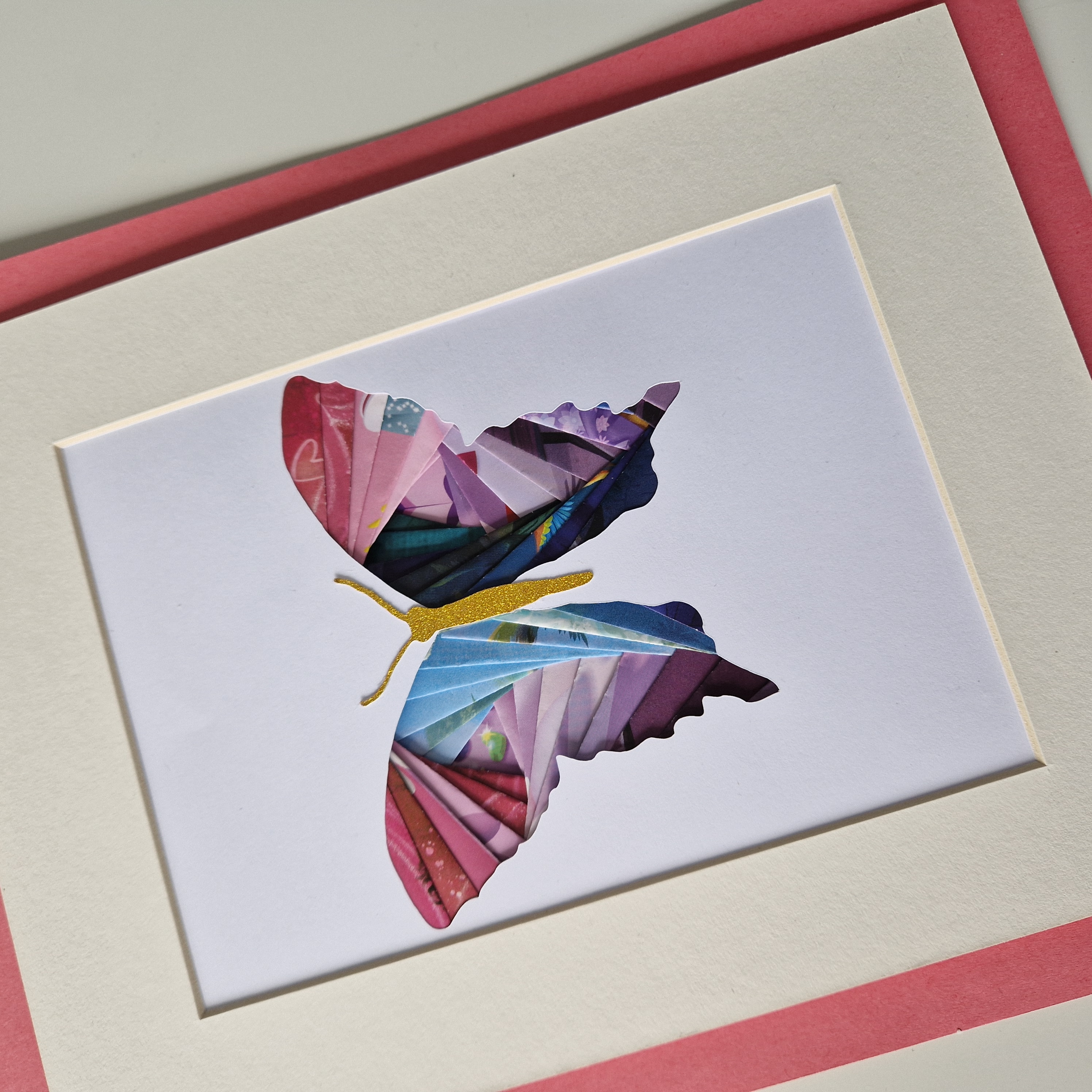 A butterfly made using books and the iris paper folding technique